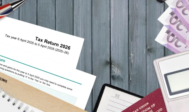 HMRC tax return paperwork on a desk
